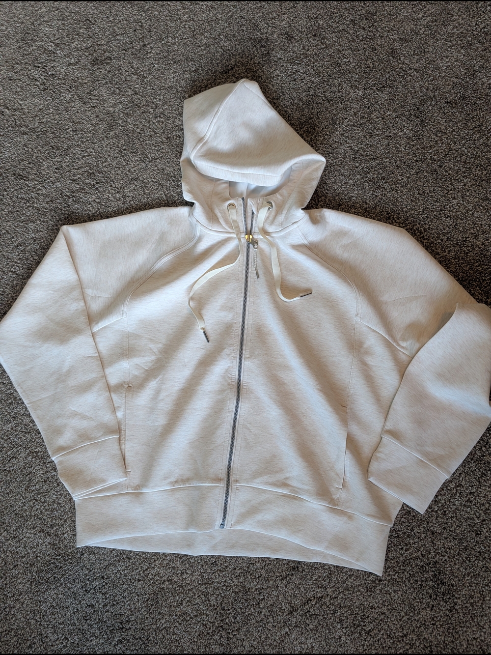 SPANX Air Essentials Women's Cream Full-Zip Hooded Sweatshirt